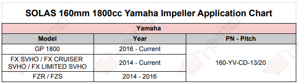 SOLAS 160mm 1800cc Yamaha Impeller