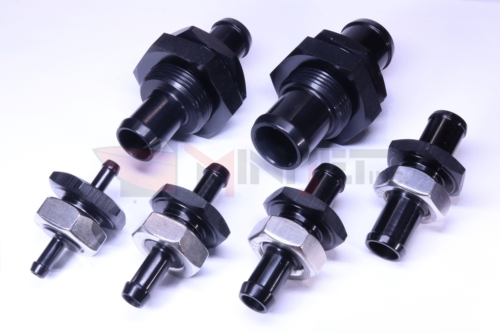 Minijet Bulkhead Fittings - routes water through bulkhead plates to another hose (1/4)