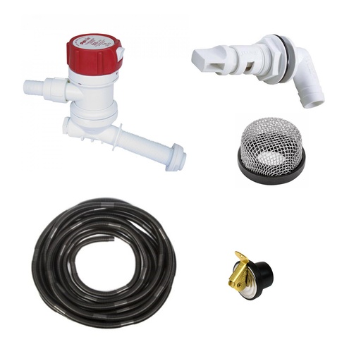 Livewell / Baitwell Kit - (Pump, Aerator, Hose, Filter, Drain-plug)